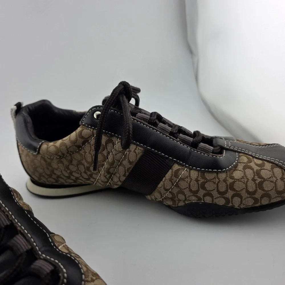Coach Kelsie Signature‎ C Monogram Sneakers Women's 6.5 Canvas Leather Lace Up